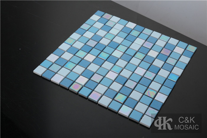 Hot Selling Blue Square Glass Mosaic Tiles For Pool MNSN7003