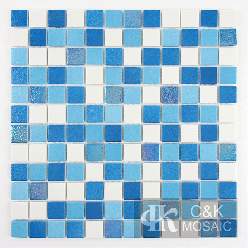 Hot Selling Blue Square Glass Mosaic Tiles For Pool MNSG7014