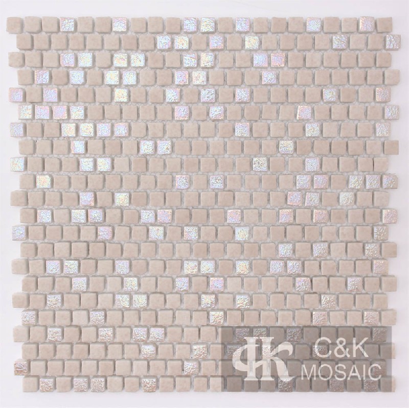 Hot Selling Beige Square Glass Mosaic For Spa MNDSM3001