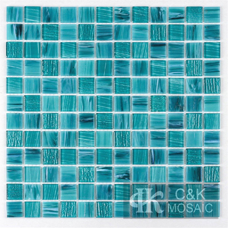 Blue Mixed Square Glass Mosaic Tiles for Swimming Pool MLSG6009