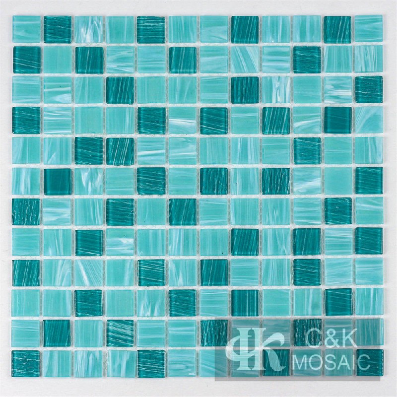 Blue Mixed Square Glass Mosaic Tiles for Swimming Pool MLSG6010