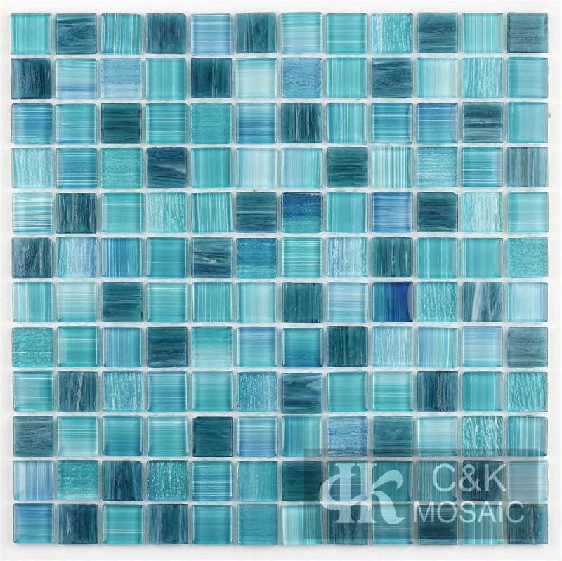 Blue Mixed Crystal Mosaic Tiles for Wall MLSG7004