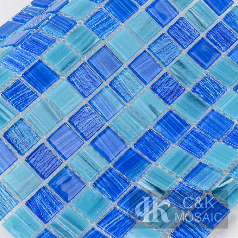 Blue Mixed Glass Mosaic Tiles for Swimming Pool MLSG7017