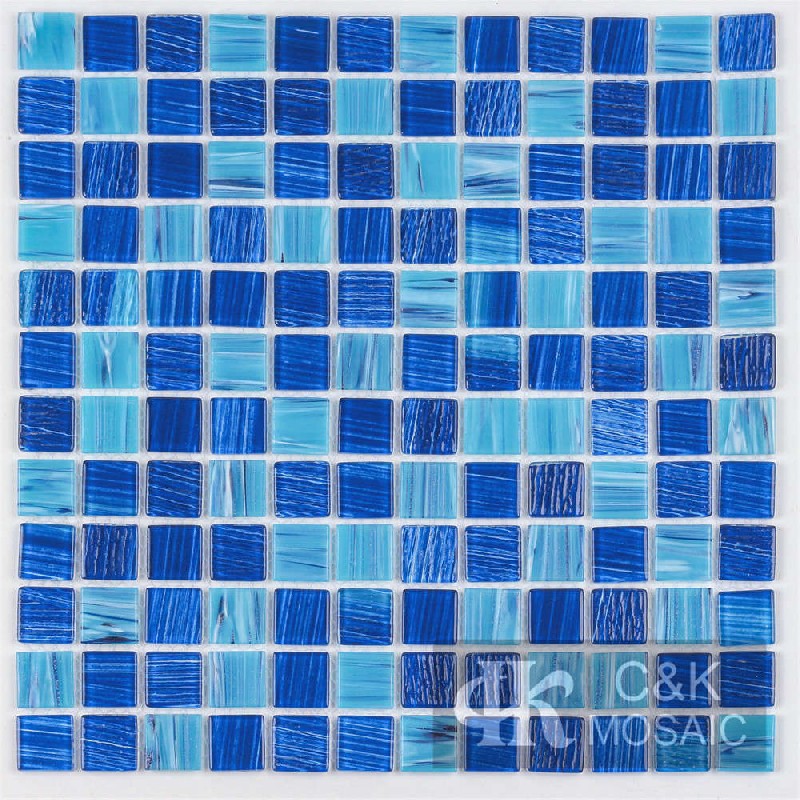 Blue Mixed Glass Mosaic Tiles for Swimming Pool MLSG7019