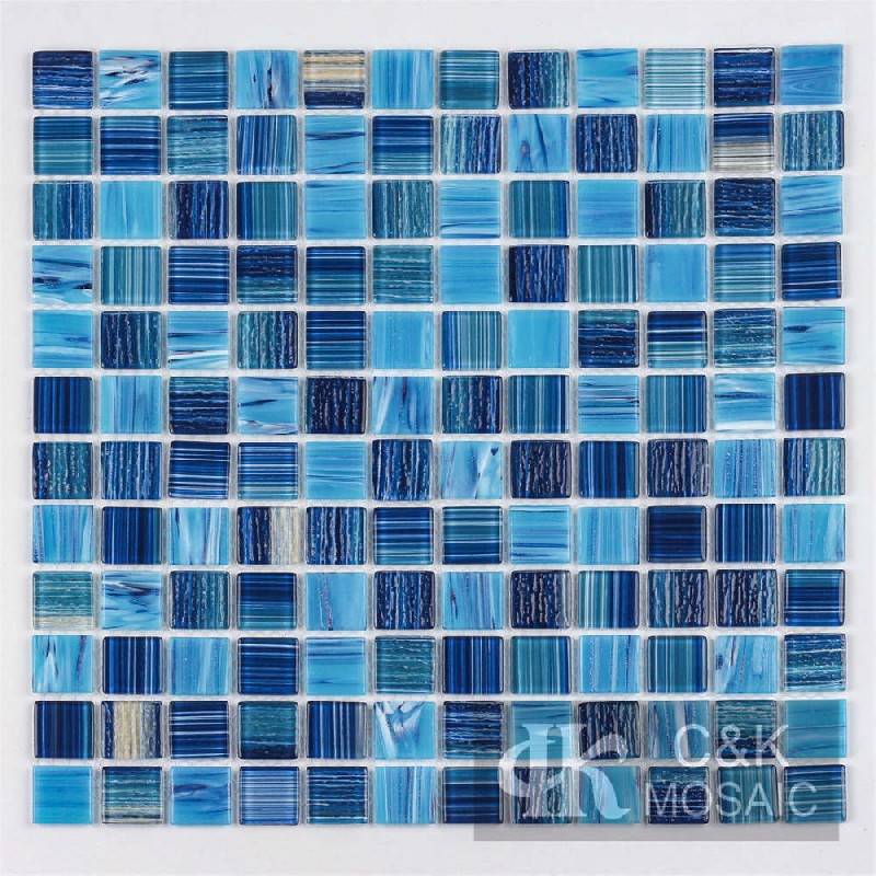 Blue Mixed Glass Mosaic Tiles for Swimming Pool MLSG7022