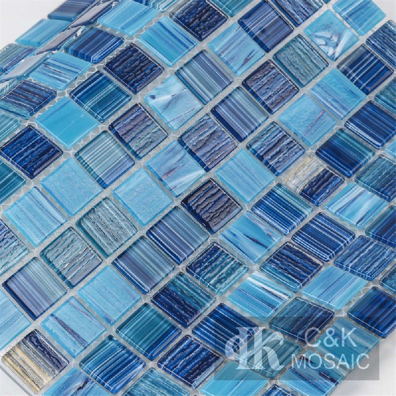 Blue Mixed Glass Mosaic Tiles for Swimming Pool MLSG7022