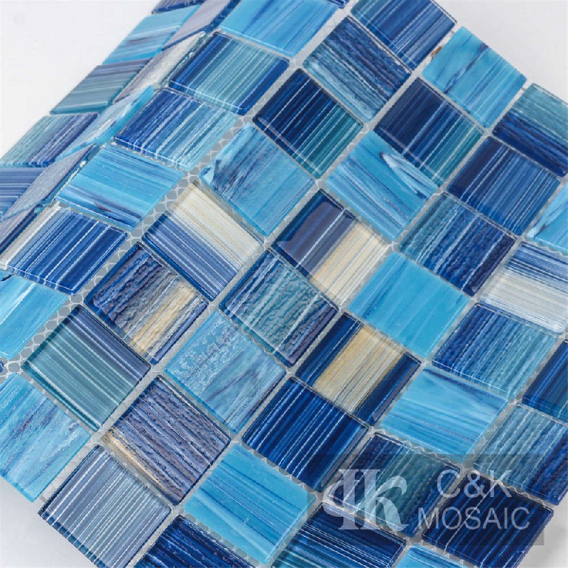 Mixed Glass Blue Mosaic Tiles for Swimming Pool MLSG7036