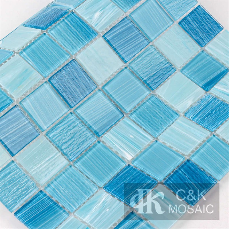 Mixed Glass Blue Mosaic Tiles for Swimming Pool MLSG7041