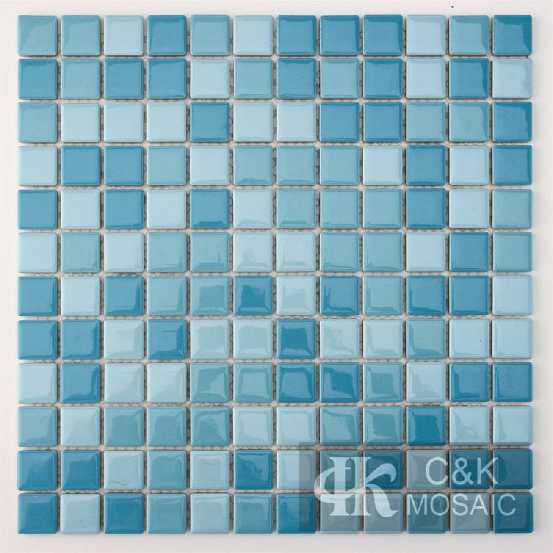 Light Blue Mixed Square Ceramic Mosaic Tile for Swimming Pool MTSG7002