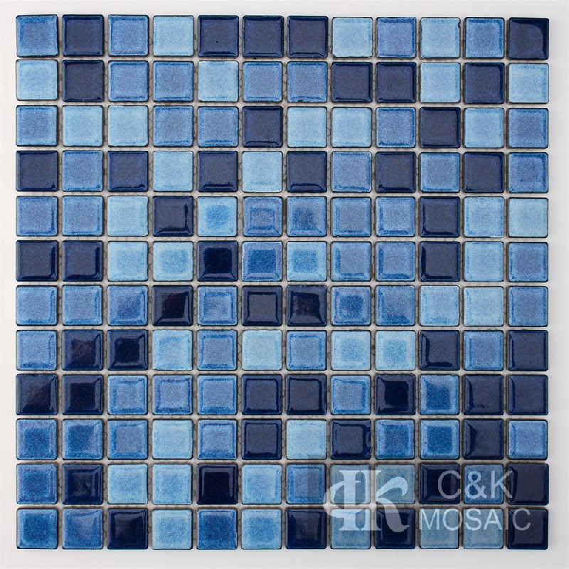 Dark Blue Mixed Square Ceramic Mosaic Tile for Swimming Pool MTSY7002