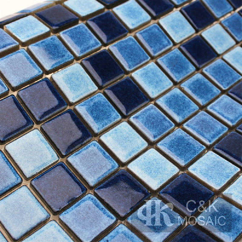 Dark Blue Mixed Square Ceramic Mosaic Tile for Swimming Pool MTSY7002