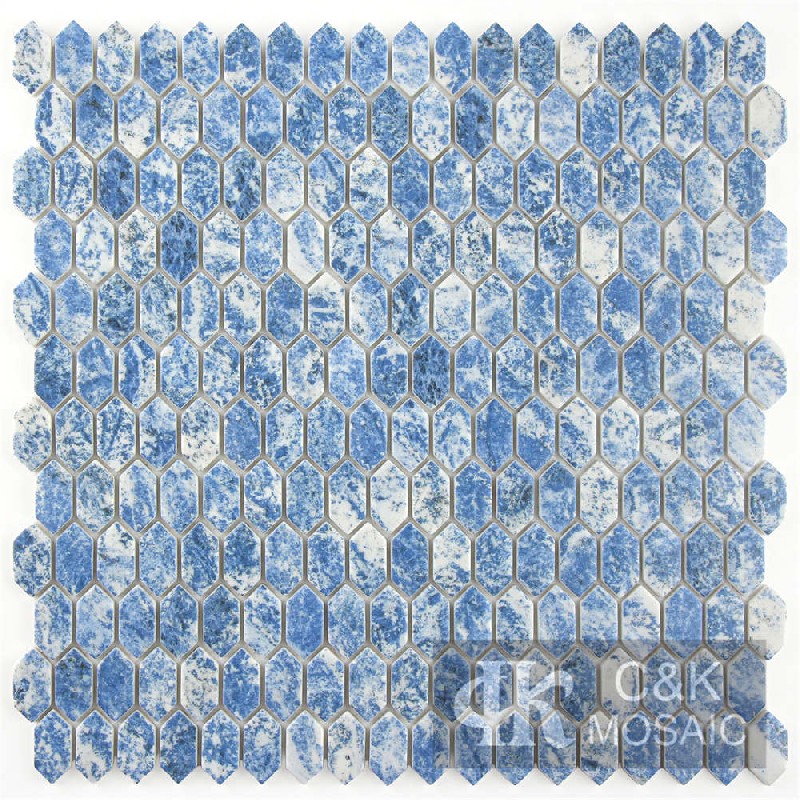 Fashion Blue Hexagon Glass Mosaic For Backsplash 1531SZQA752