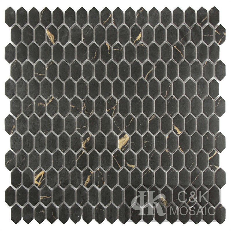 New Black Hexagon Glass Mosaic For Kitchen 1531SZQA820