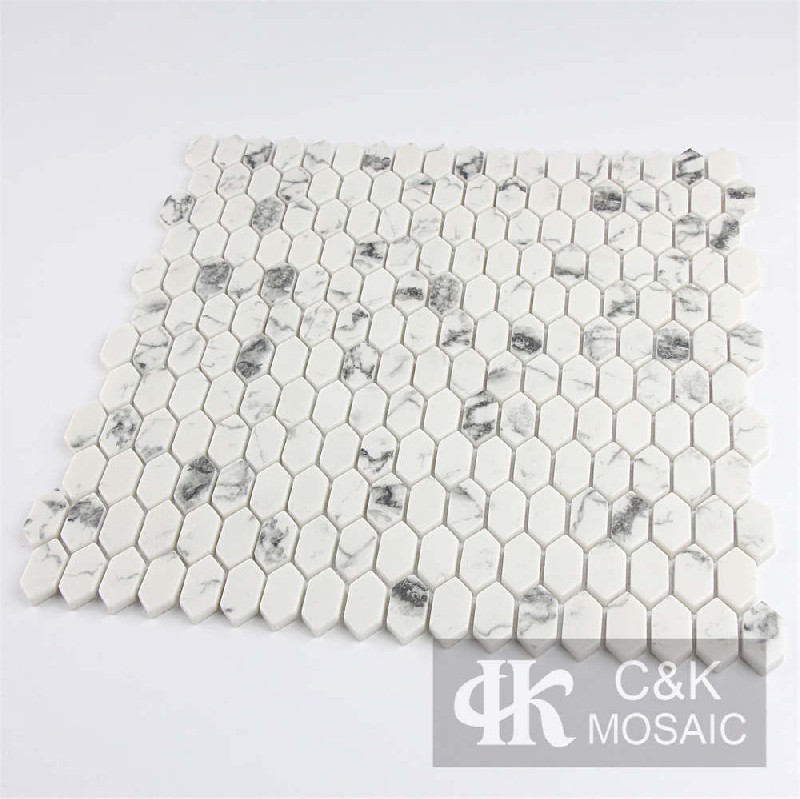 Unique White Hexagon Glass Mosaic For Kitchen 1531SZQA2212