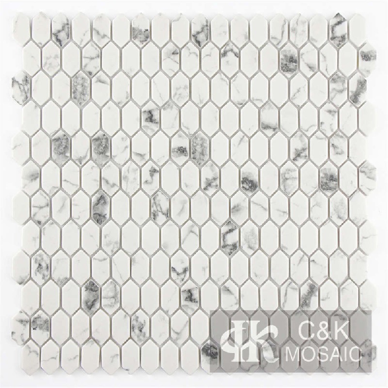 Unique White Hexagon Glass Mosaic For Kitchen 1531SZQA2212