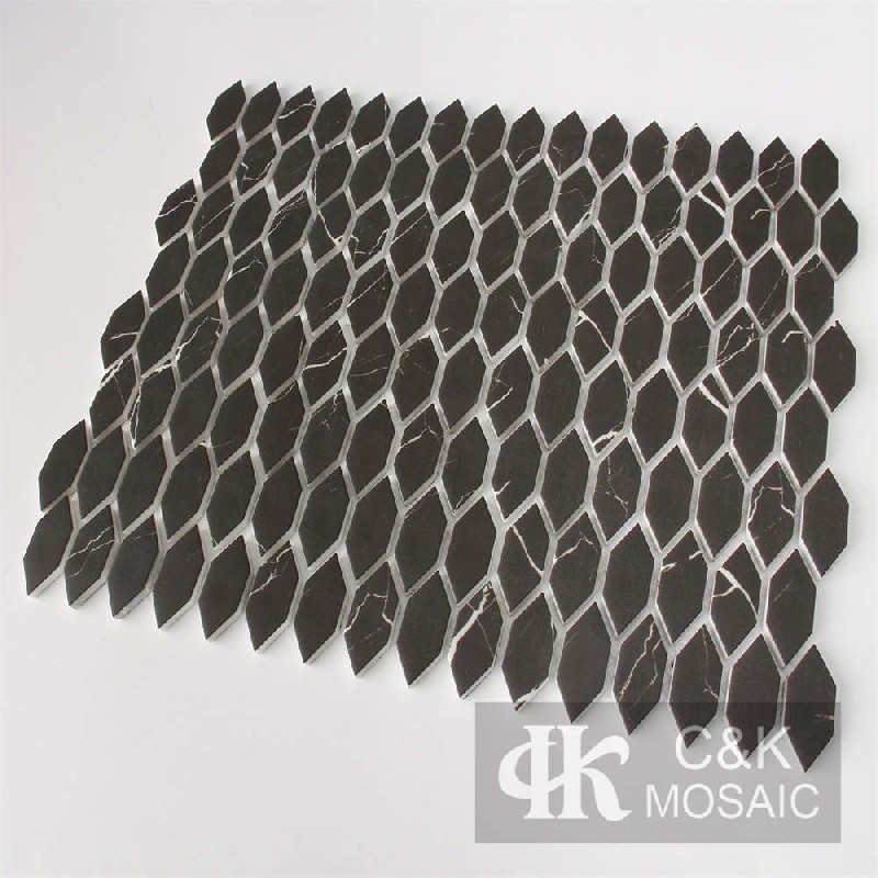 Modern Black Hexagon Glass Mosaic For Backsplash 1848SZQA813