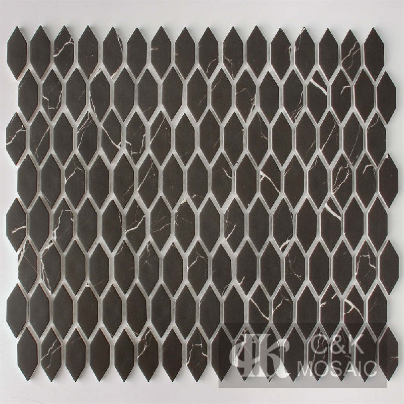 Modern Black Hexagon Glass Mosaic For Backsplash 1848SZQA813