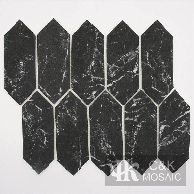 Modern Black Hexagon Glass Mosaic For Spa 58150SZQ814