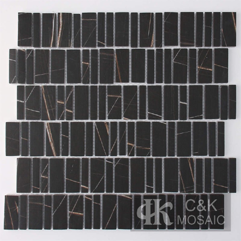 Special Black Rectangle Glass Mosaic For Kitchen MSBQA8014