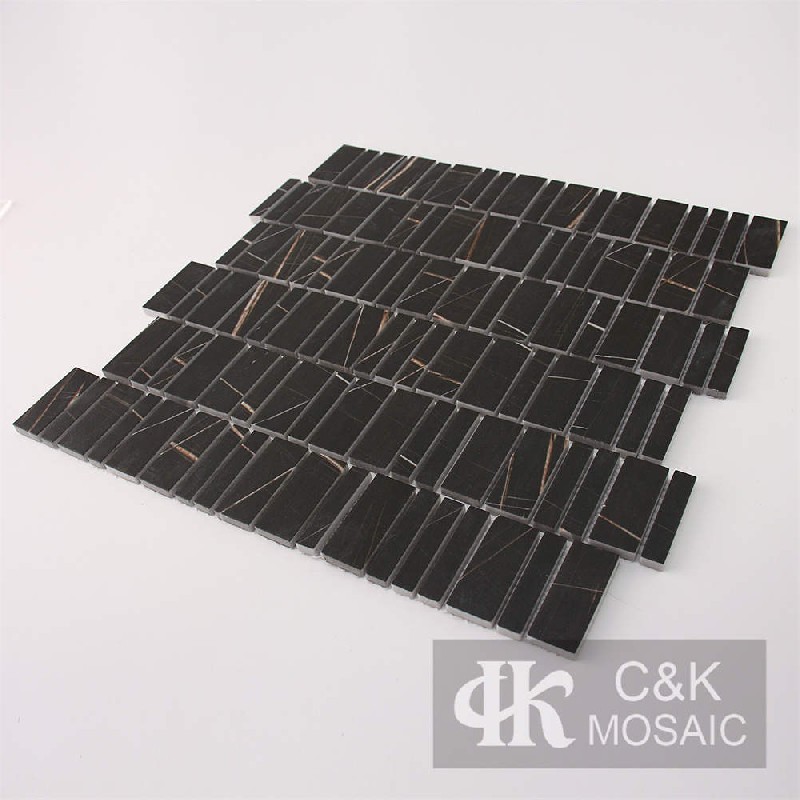 Special Black Rectangle Glass Mosaic For Kitchen MSBQA8014