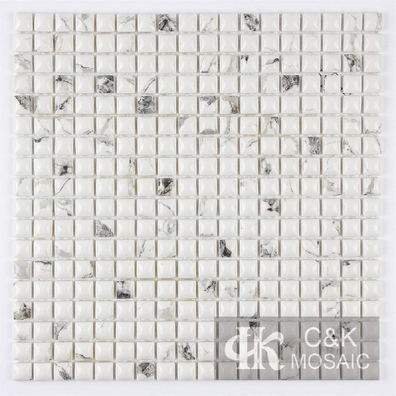 Hot Selling White Bluge Glass Mosaic For Kitchen 15SCQ172-G