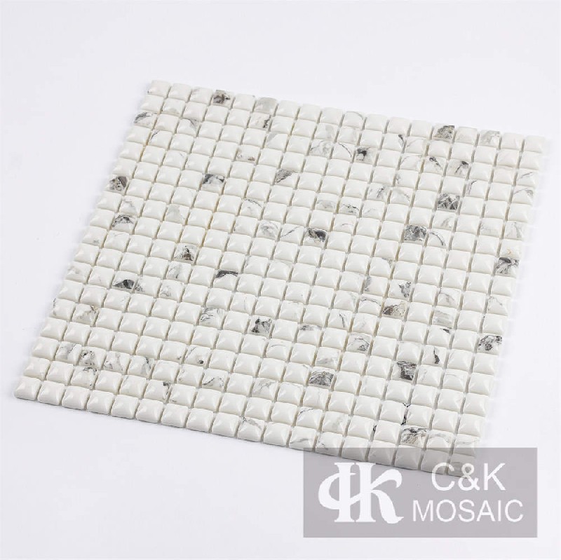 Hot Selling White Bluge Glass Mosaic For Kitchen 15SCQ172-G