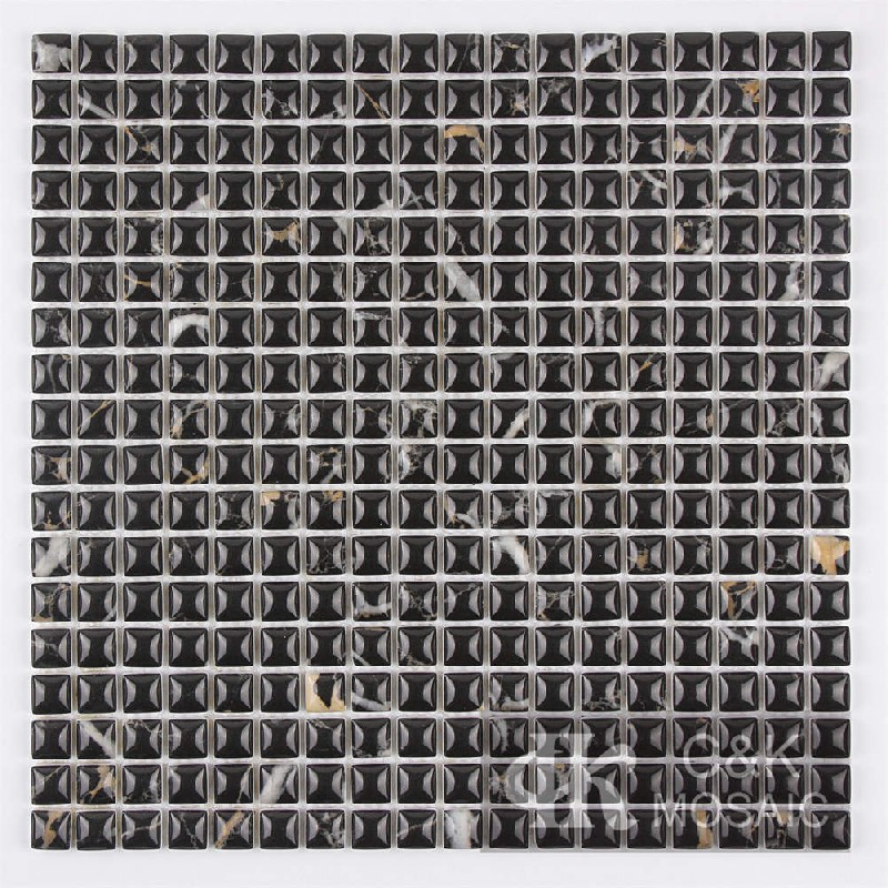 Modern Black Bluge Glass Mosaic For Spa 15SCQ821-G