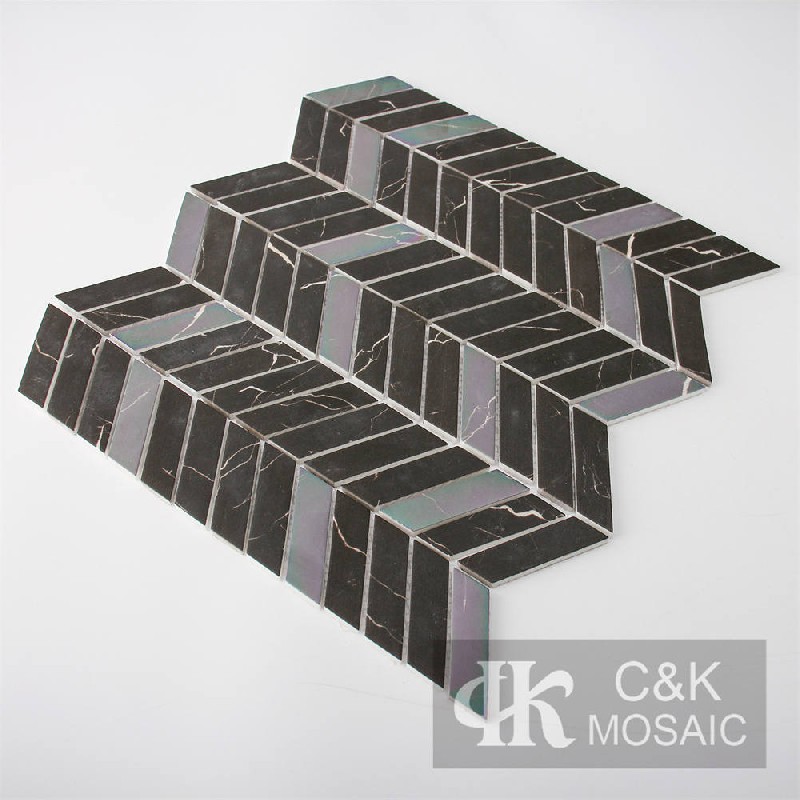 Special Black Parallelogram Glass Mosaic For Kitchen MSXQB8011Z