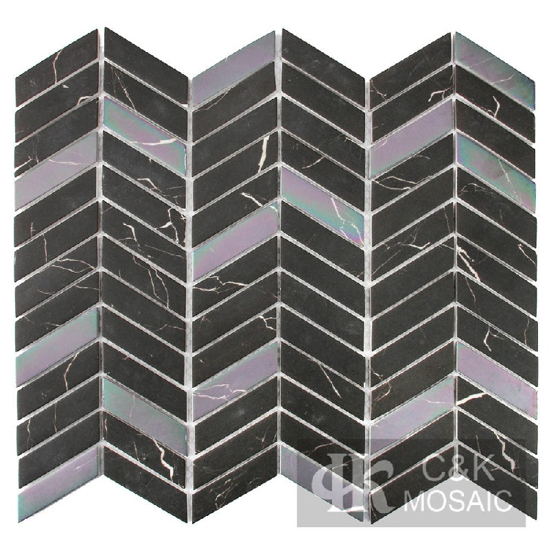 Special Black Parallelogram Glass Mosaic For Kitchen MSXQB8011Z