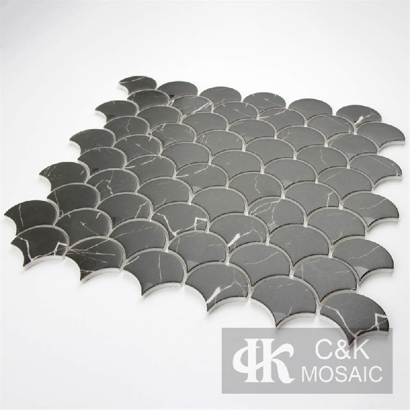 Hot Selling Black Fan Glass Mosaic For Backsplash MSFQA8005