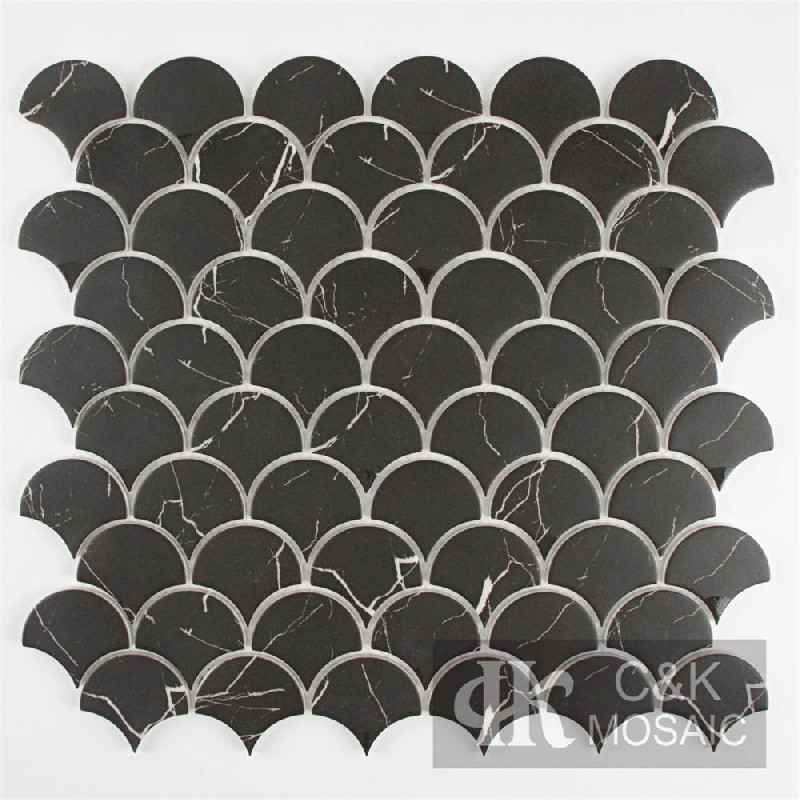 Hot Selling Black Fan Glass Mosaic For Backsplash MSFQA8005