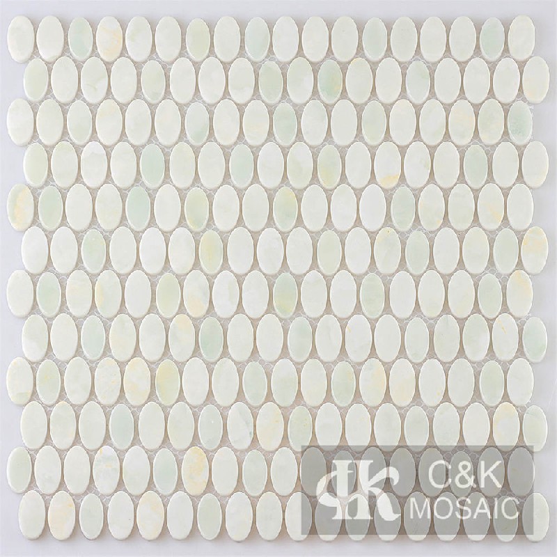 Special Green Oval Glass Mosaic For Spa MSMQA6001