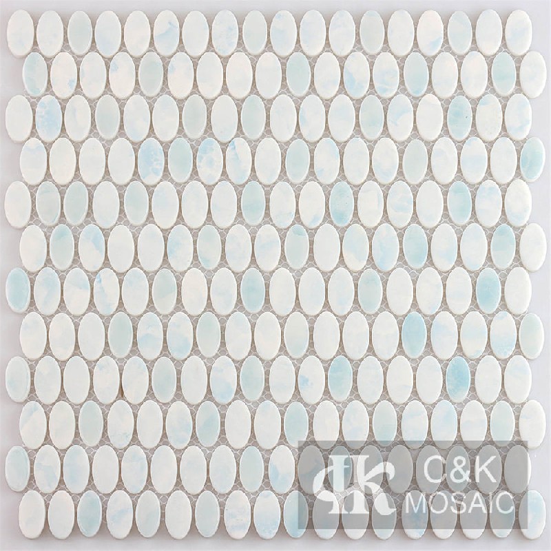 Modern Blue Oval Glass Mosaic For Bathroom MSMQA7002