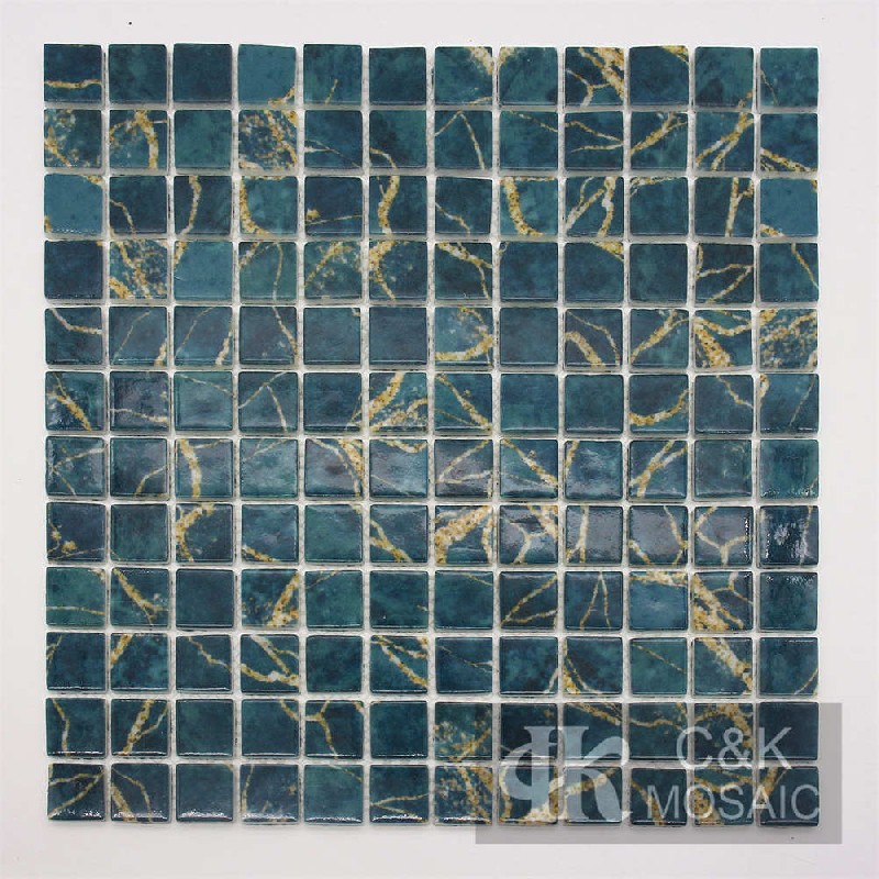 Unique Green Square Glass Mosaic For Kitchen 23SSQ610-G