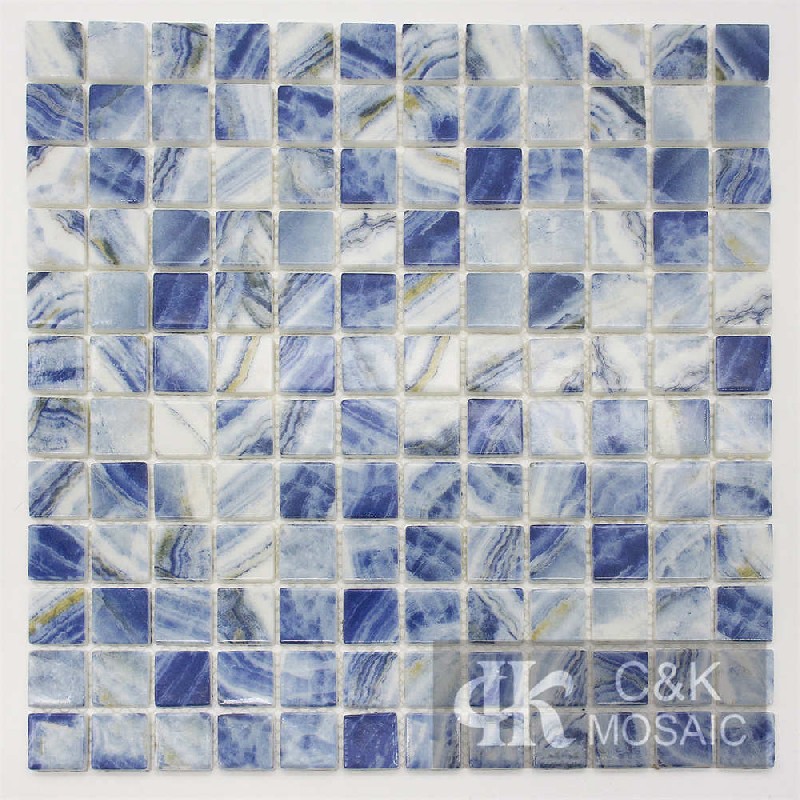 New Blue Square Glass Mosaic For Bathroom 23SSQ751-G