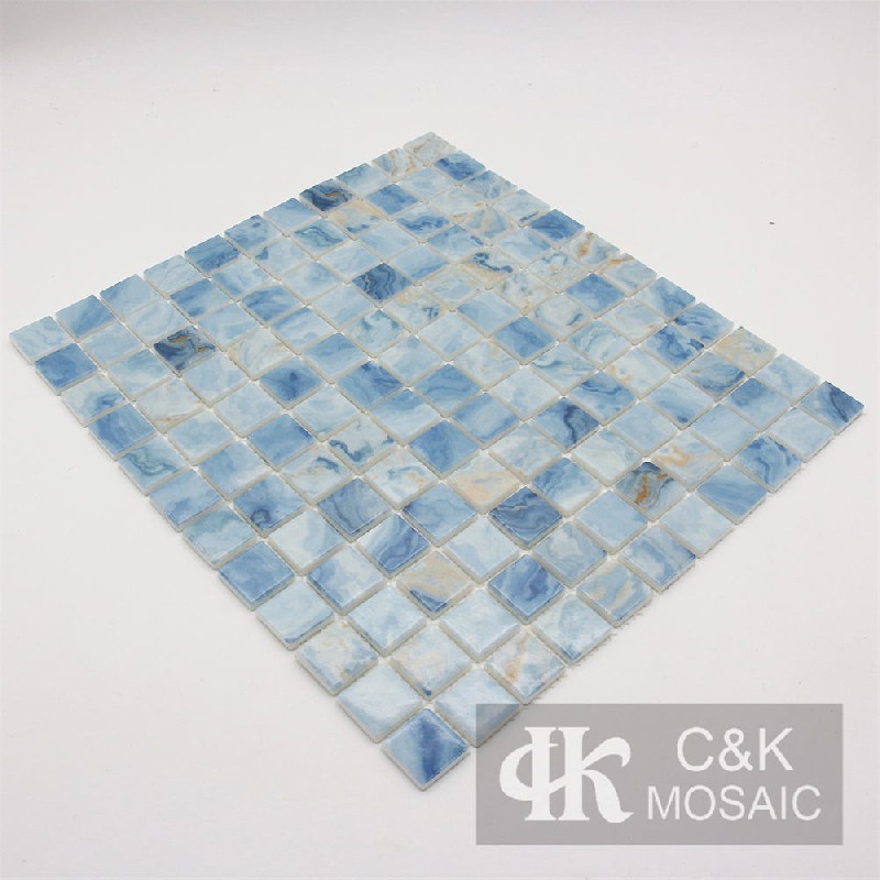 Colorful Blue Square Glass Mosaic For Bedroom 23SSQ759-G