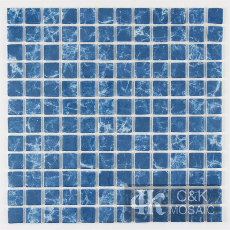 Beautiful Blue Square Glass Mosaic For Spa 23SSQ766-G