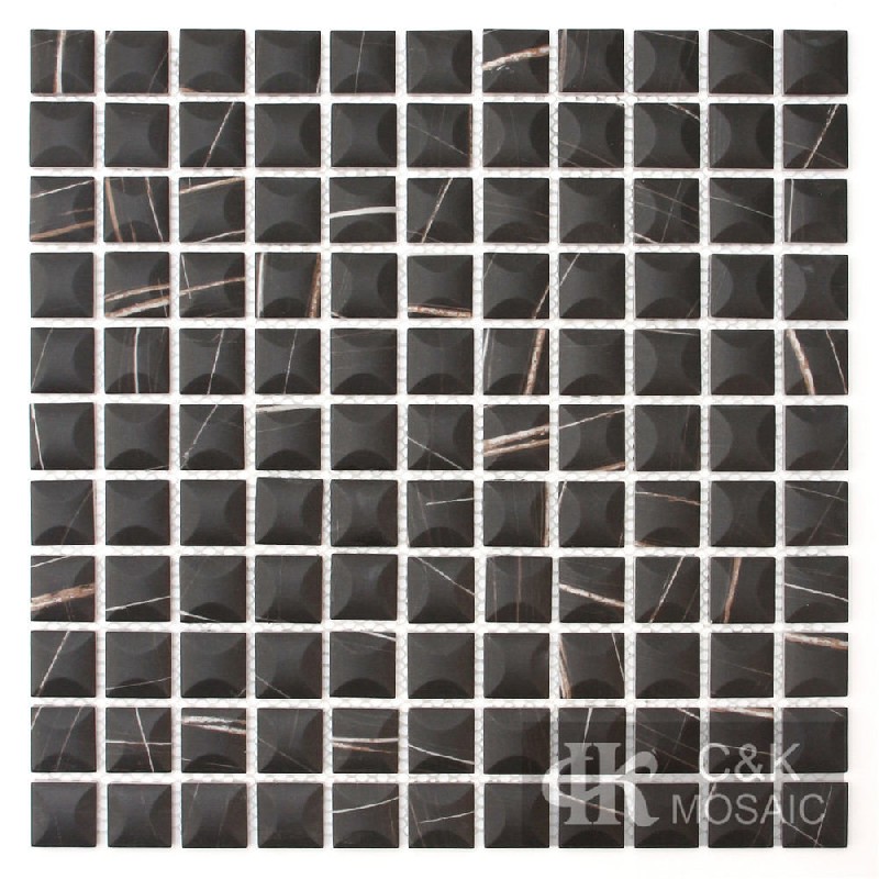 Modern Black Square Glass Mosaic For Backsplash 25SSQA807