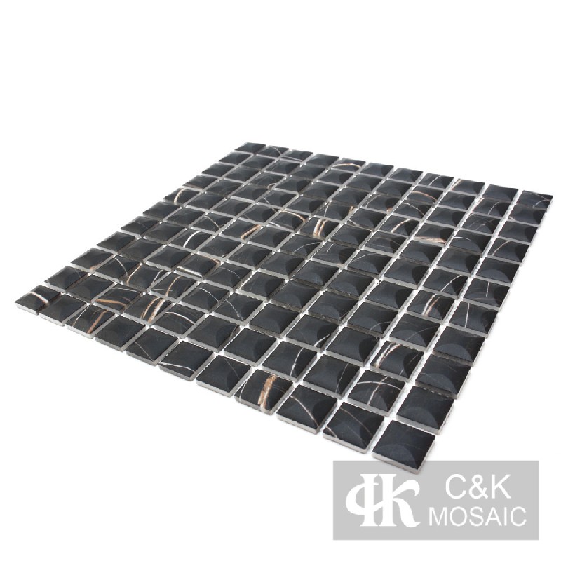 Modern Black Square Glass Mosaic For Backsplash 25SSQA807