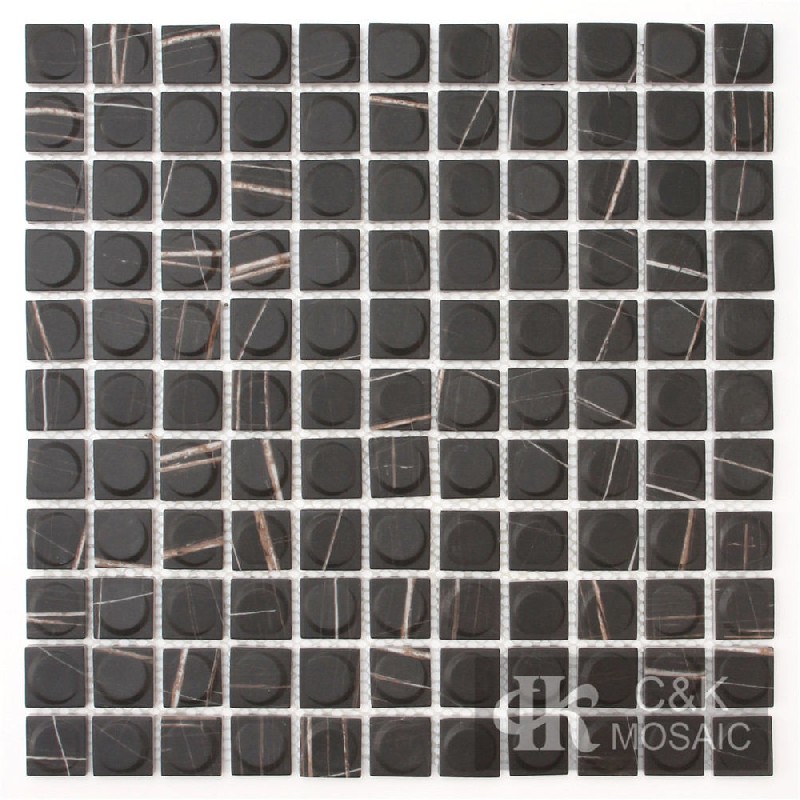 Hot Selling Black Square Glass Mosaic For Kitchen 25SSQA810