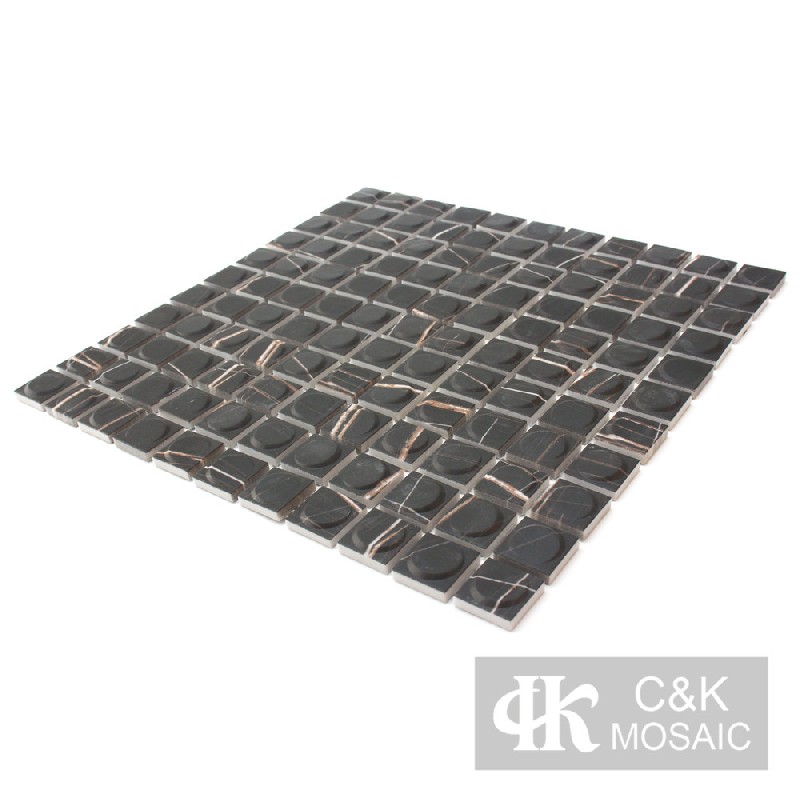 Hot Selling Black Square Glass Mosaic For Kitchen 25SSQA810