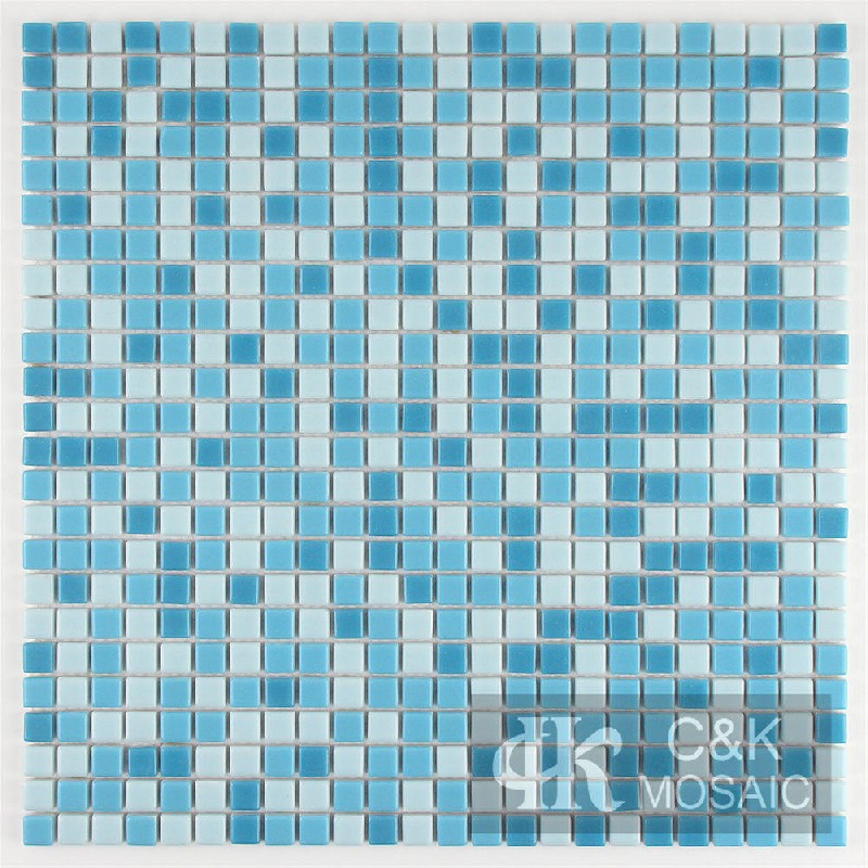 Popular Blue Mix Square Glass Mosaic Tiles For Swimming Pool 12LT03