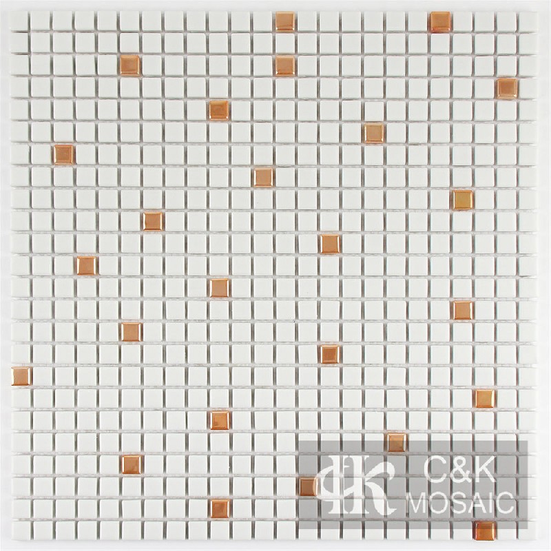 Modern White Square Glass Mosaic Tiles For Bathroom 12LT26