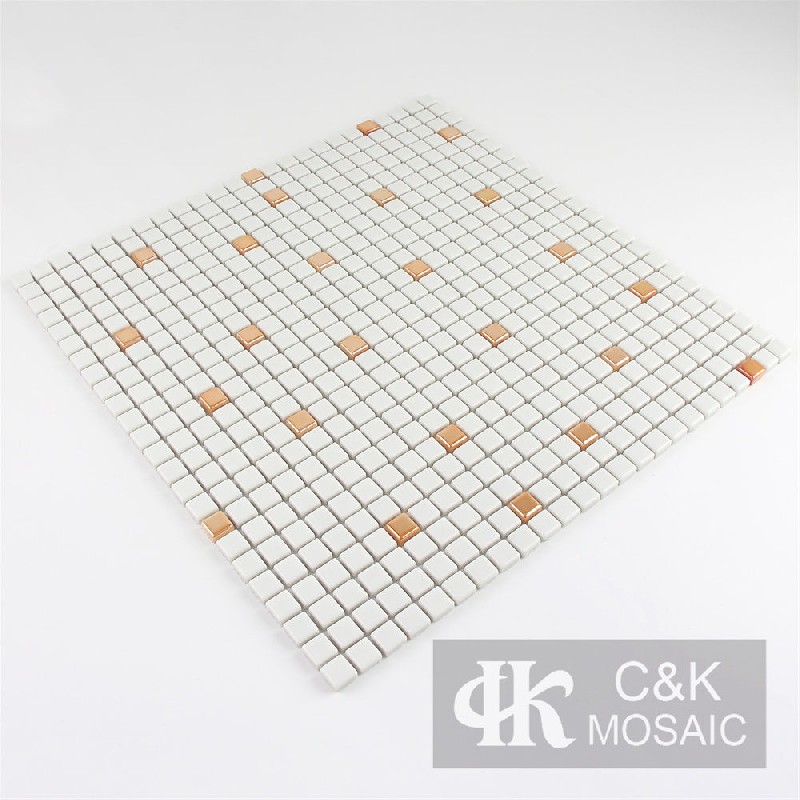 Modern White Square Glass Mosaic Tiles For Bathroom 12LT26