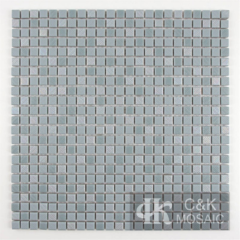 Hot Selling Blue-Grey Square Glass Mosaic Tiles For Bathroom MJSW7003