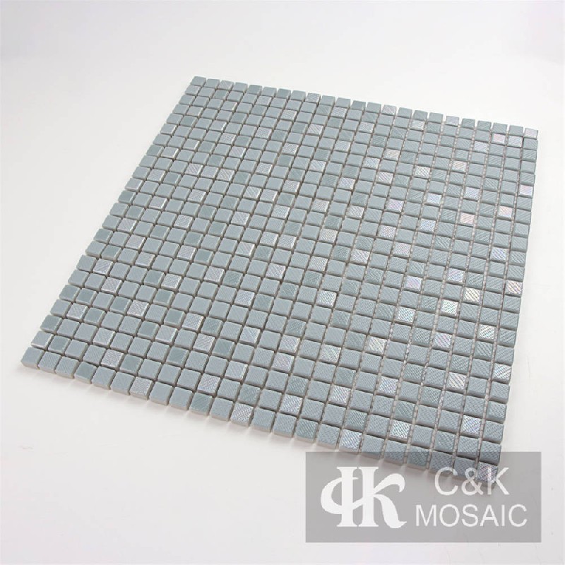 Hot Selling Blue-Grey Square Glass Mosaic Tiles For Bathroom MJSW7003