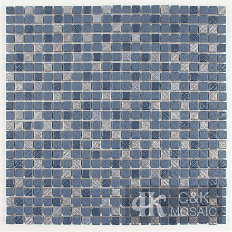 Unique Blue Square Glass Mosaic Tiles For Interior Walls MJSW7004