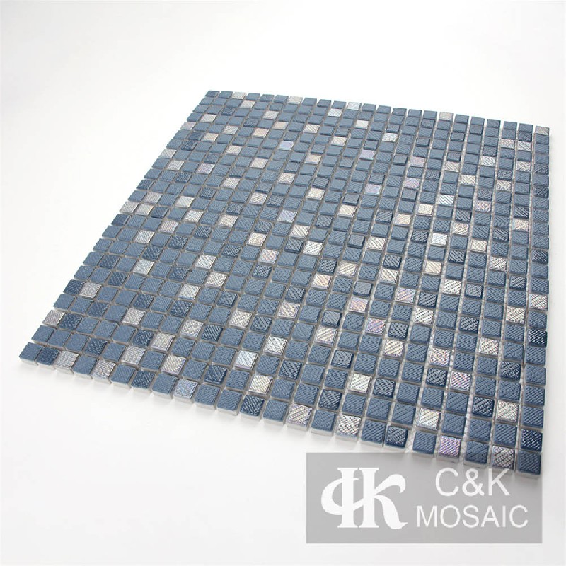 Unique Blue Square Glass Mosaic Tiles For Interior Walls MJSW7004