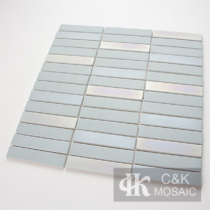 Elegant Light Blue Rectangle Glass Mosaic Tiles For Spa MJBW7001