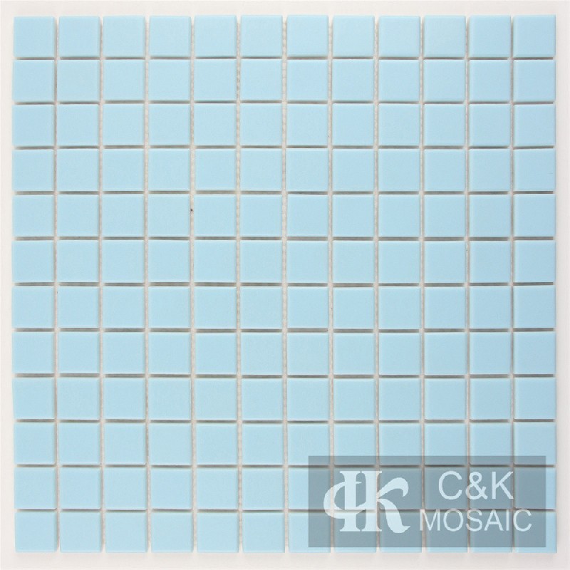 Fashionable Sky Blue Square Glass Mosaic Tiles For Swimming Pool 23JSP09